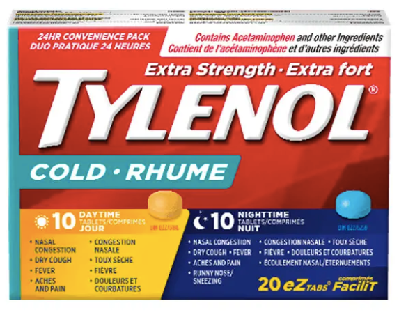 Extra Strength Cold eZ Tabs, Relieves Cold symptoms, Daytime and Nighttime | TYLENOL® |Convenience Pack, 20ct