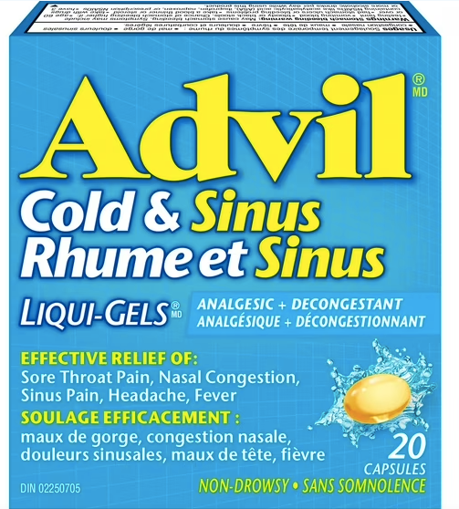 Cold & Sinus Liqui-Gels with Fever Relief and Nasal Decongestant | Advil® |20 counts