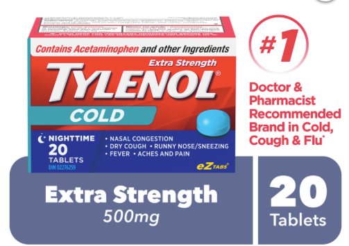 Extra Strength Cold eZ Tabs, Relieves Cold symptoms, Nighttime | TYLENOL® | 20ct