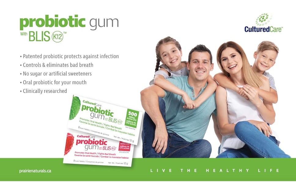 Gum with Blisk 12|Prairie Naturals Culture Care|8 Gum Tablets 12g