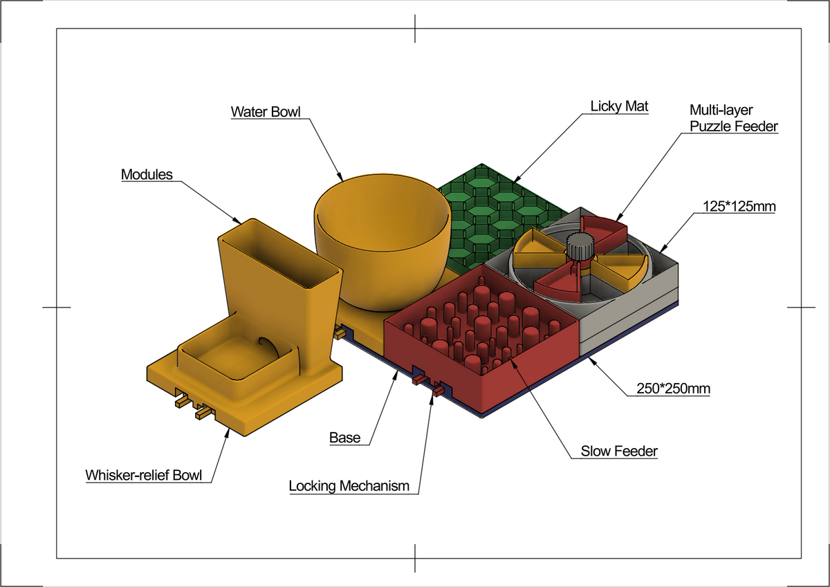 Modular Pet Dining Station Base | Customizable Feeding System