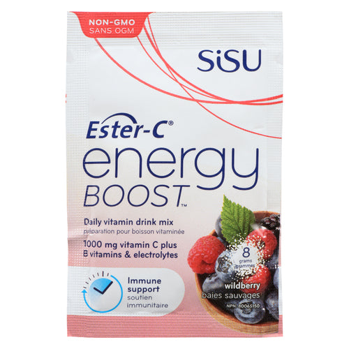 Energy Boost with Ester-C by SISU – Immune & Energy Support Drink Mix | 30 Individual Packets