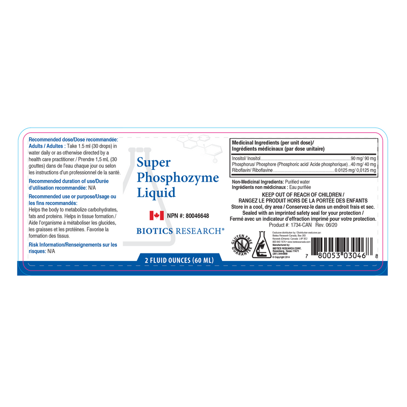 Super Phophozyme Liquid™ | Biotics Research® | 2 fl.oz