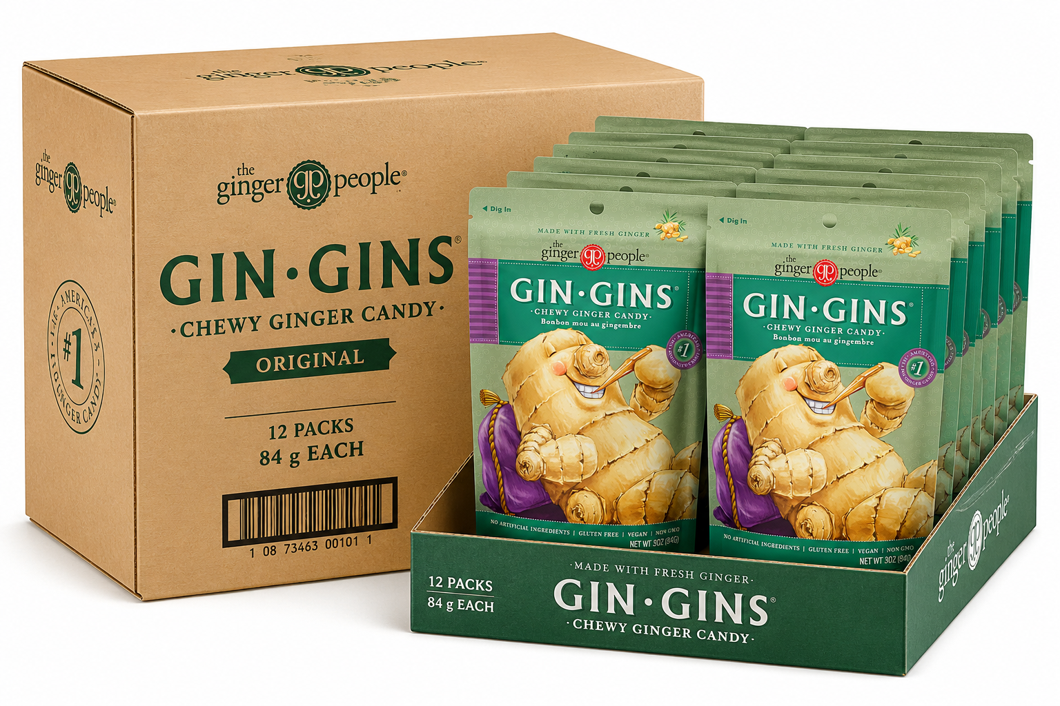 Gin Gins® Chewy Ginger Candy by The Ginger People® – Natural Ginger Chews for Nausea Relief & Digestive Comfort | Various Flavours