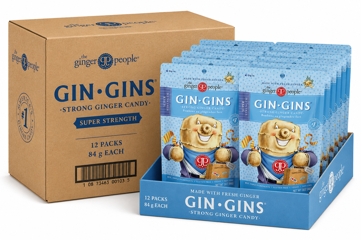 Gin Gins® Chewy Ginger Candy by The Ginger People® – Natural Ginger Chews for Nausea Relief & Digestive Comfort | Various Flavours
