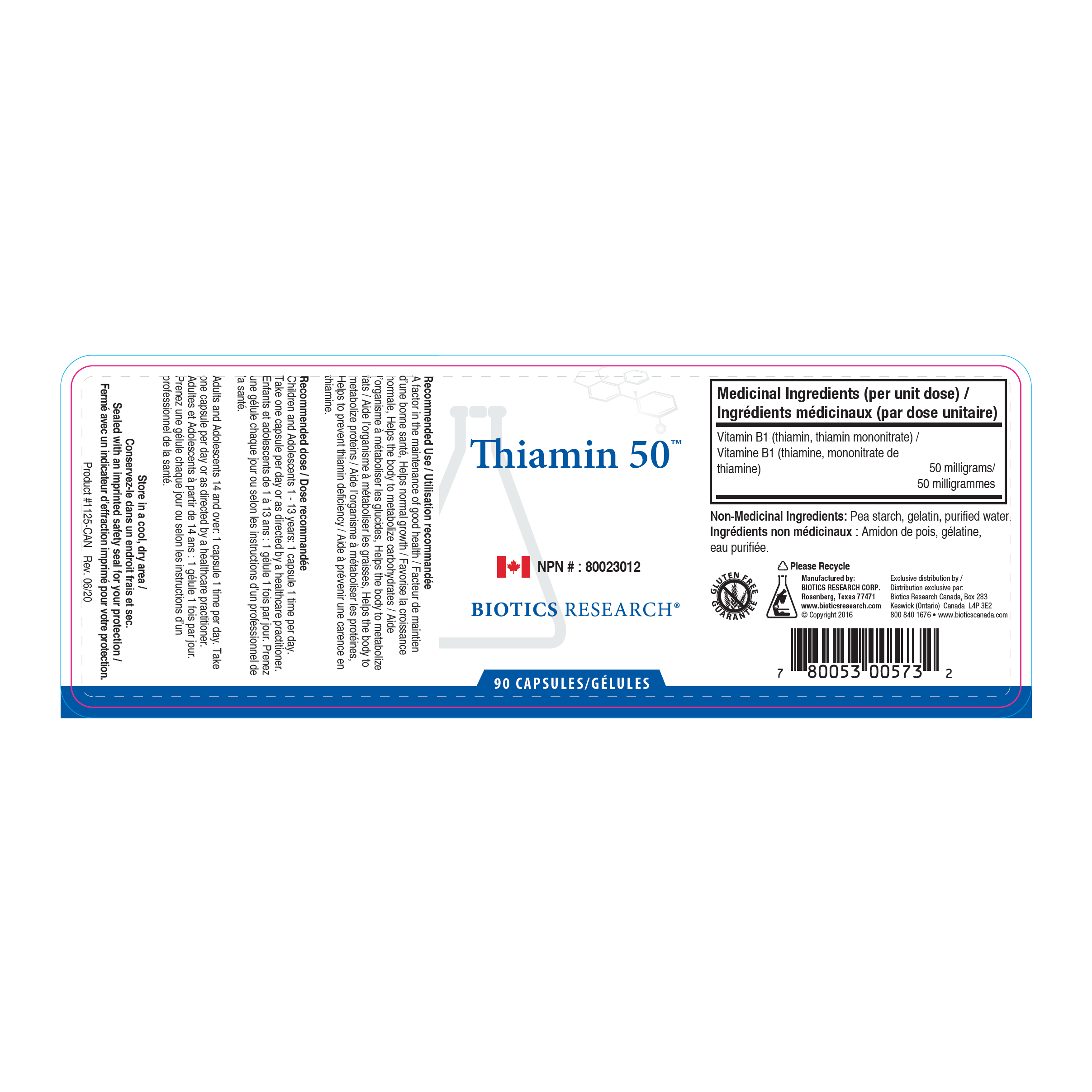 Thiamin 50™ | Biotics Research® | 90 Capsules