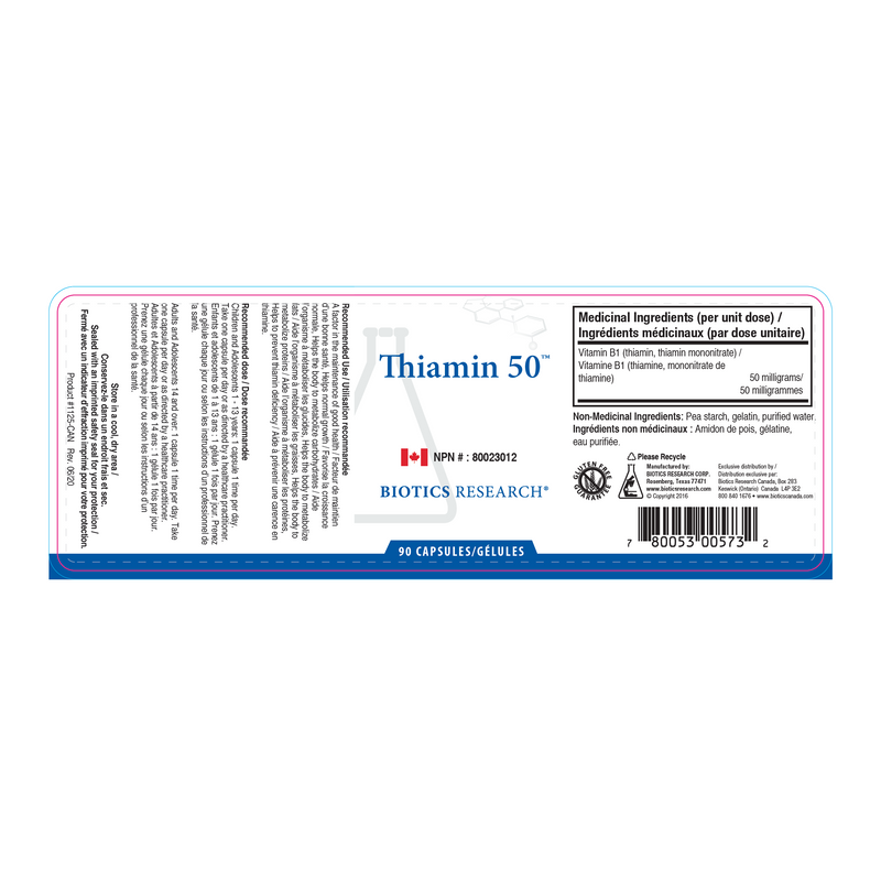 Thiamin 50™ | Biotics Research® | 90 Capsules