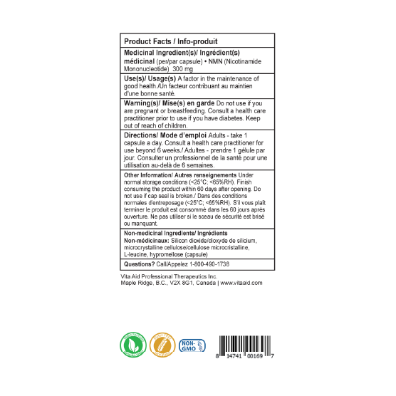 NMN 300 mg by Vita Aid® – Cellular Energy & Longevity Support | 42 Capsules