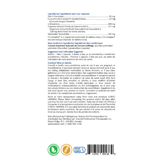 GI-Restore LF by Vita Aid® – Gut Lining, Immune & Mucosal Support (Licorice-Free) | 84 Capsules
