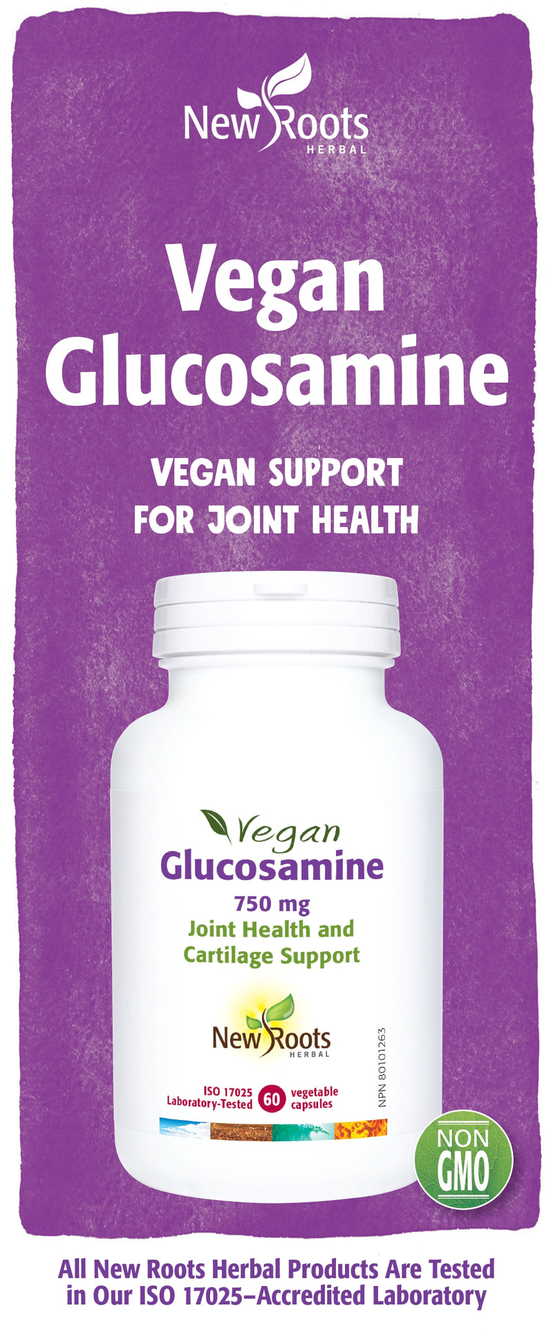 Vegan Glucosamine 750 mg | New Roots HERBAL® | 60 Capsules