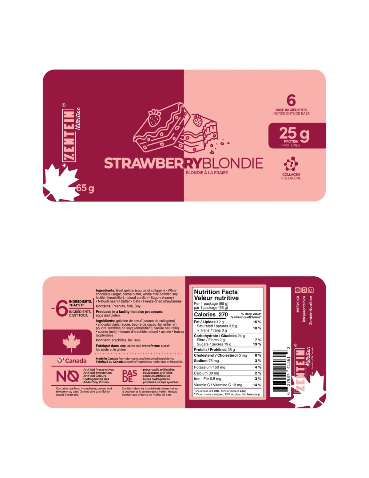 Strawberry Blondie Protein Bars (Box of 12)