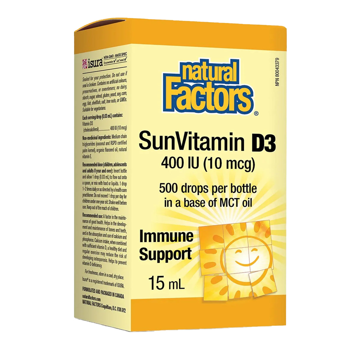 SunVitamin D3 Drops | Natural Factors® | 15 mL (500 Drops)