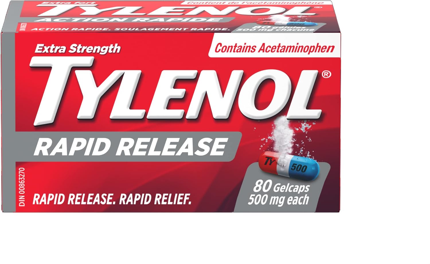 Extra Strength Pain Reliever Medicine Acetaminophen Rapid Release Gelcap | TYLENOL® |Different Pack sizes