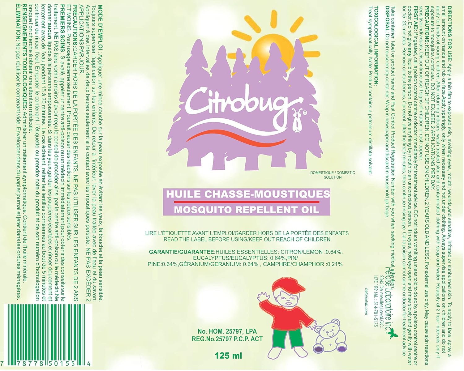 All Natural Insect Repellent Oil for Kids, DEET-Free|Citrobug 125ml