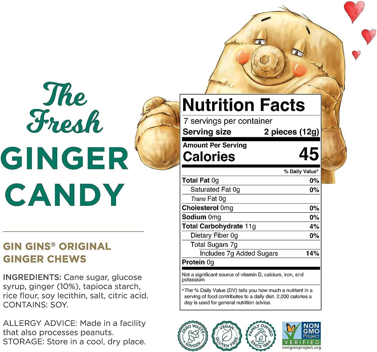 Gin Gins® Chewy Ginger Candy - Original | The Ginger People | Different sizes