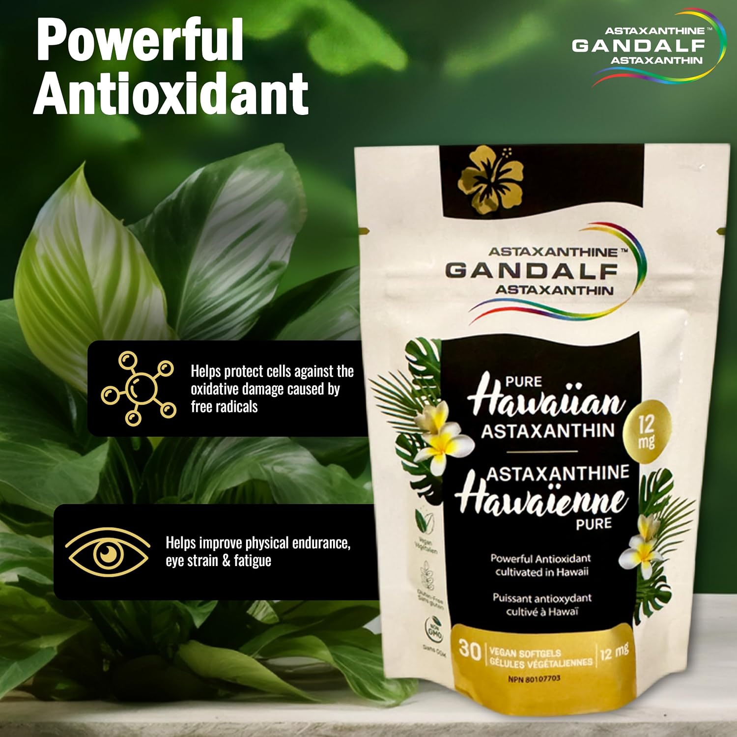 Pure Hawaiian Astaxanthin 12mg | Gandalf | 30 vcap