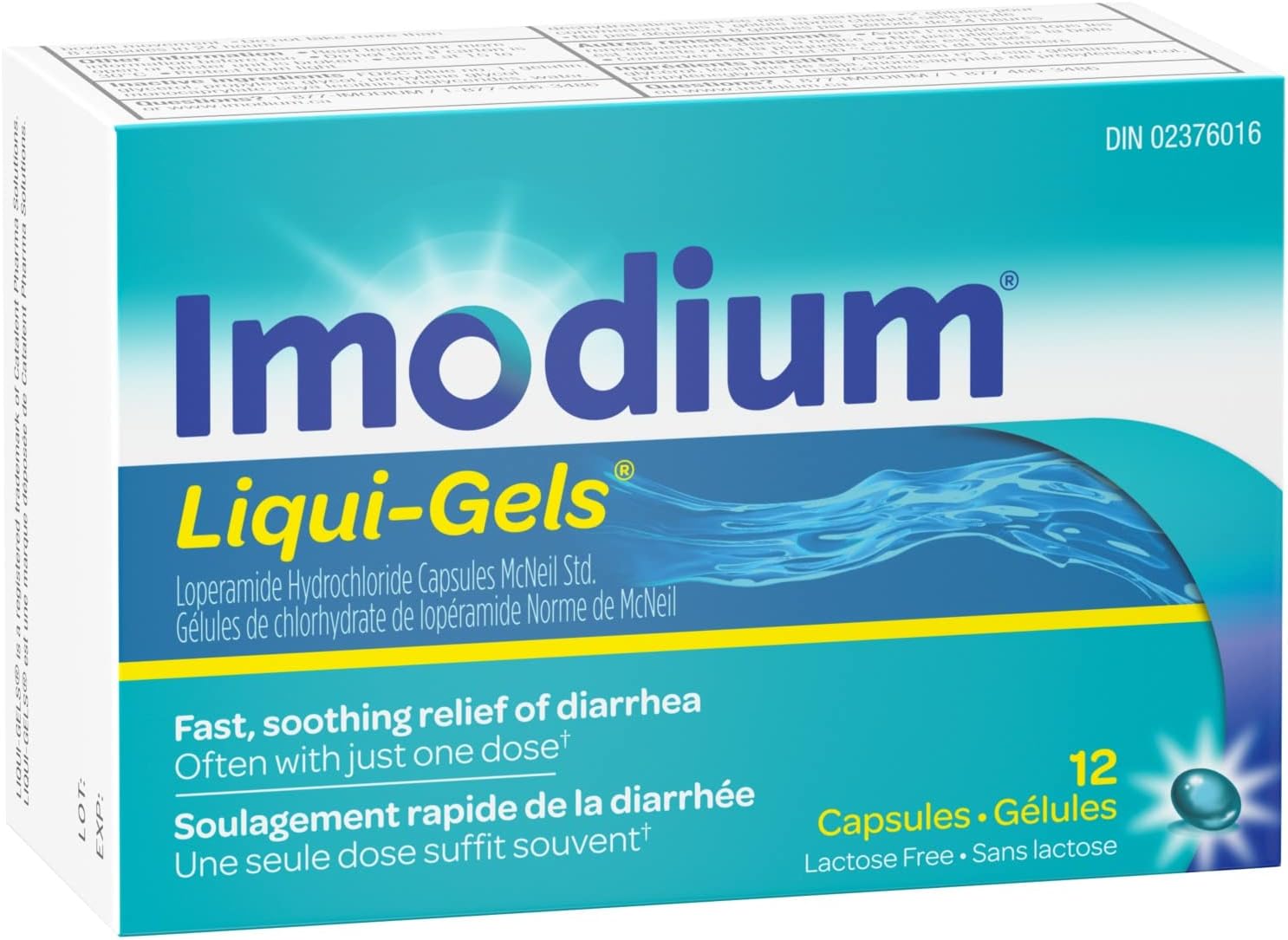 Fast Relief of Diarrhea - Loperamide Hydrochloride 2 mg - Antidiarrheal | Imodium | 12Liquid Capsules