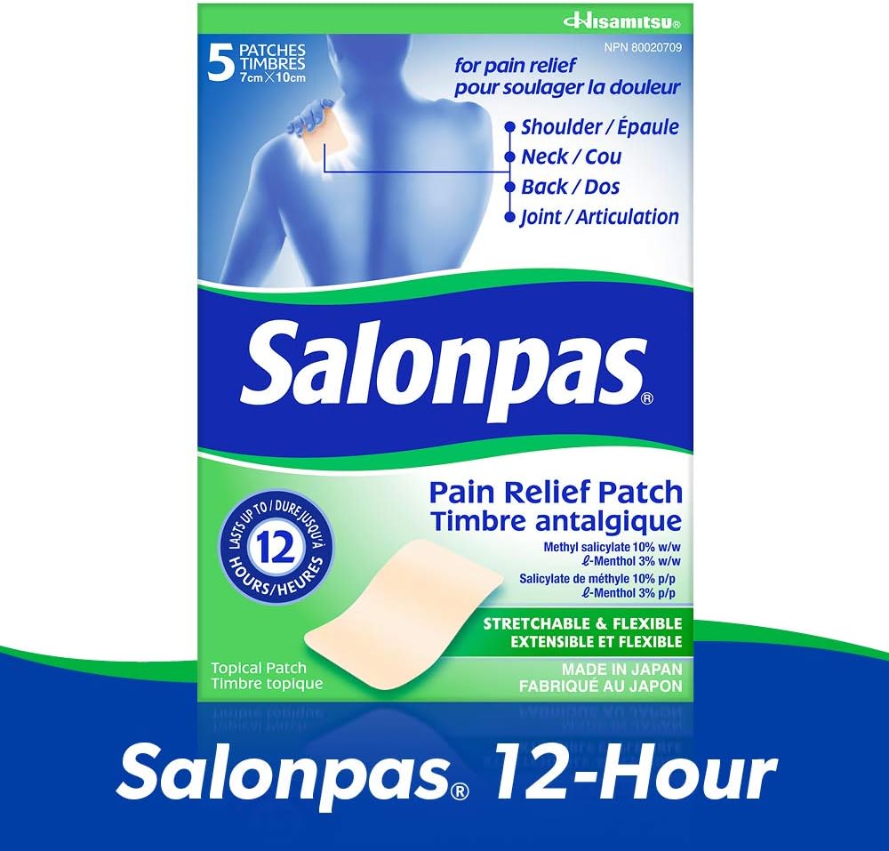 12 Hour Pain Relief Patch | Salonpas | 5 Count (Pack of 1)