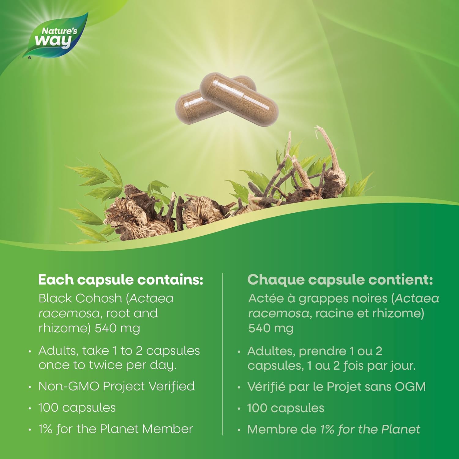 Black Cohosh Root 540mg | Nature's Way® | 100 Vegetarian Capsules