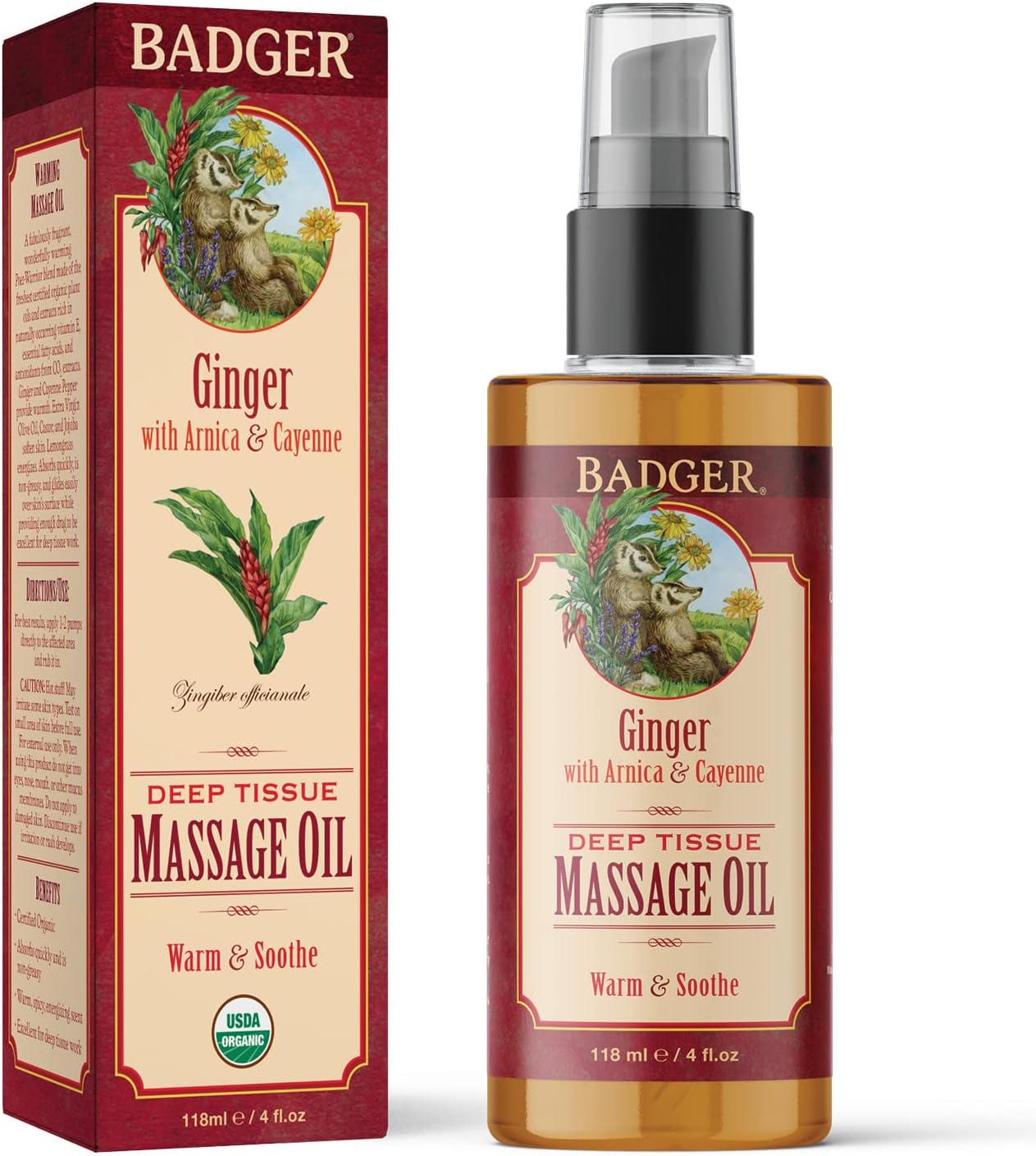 Ginger Massage Oil | Badger® | 118 mL (4 Oz.)