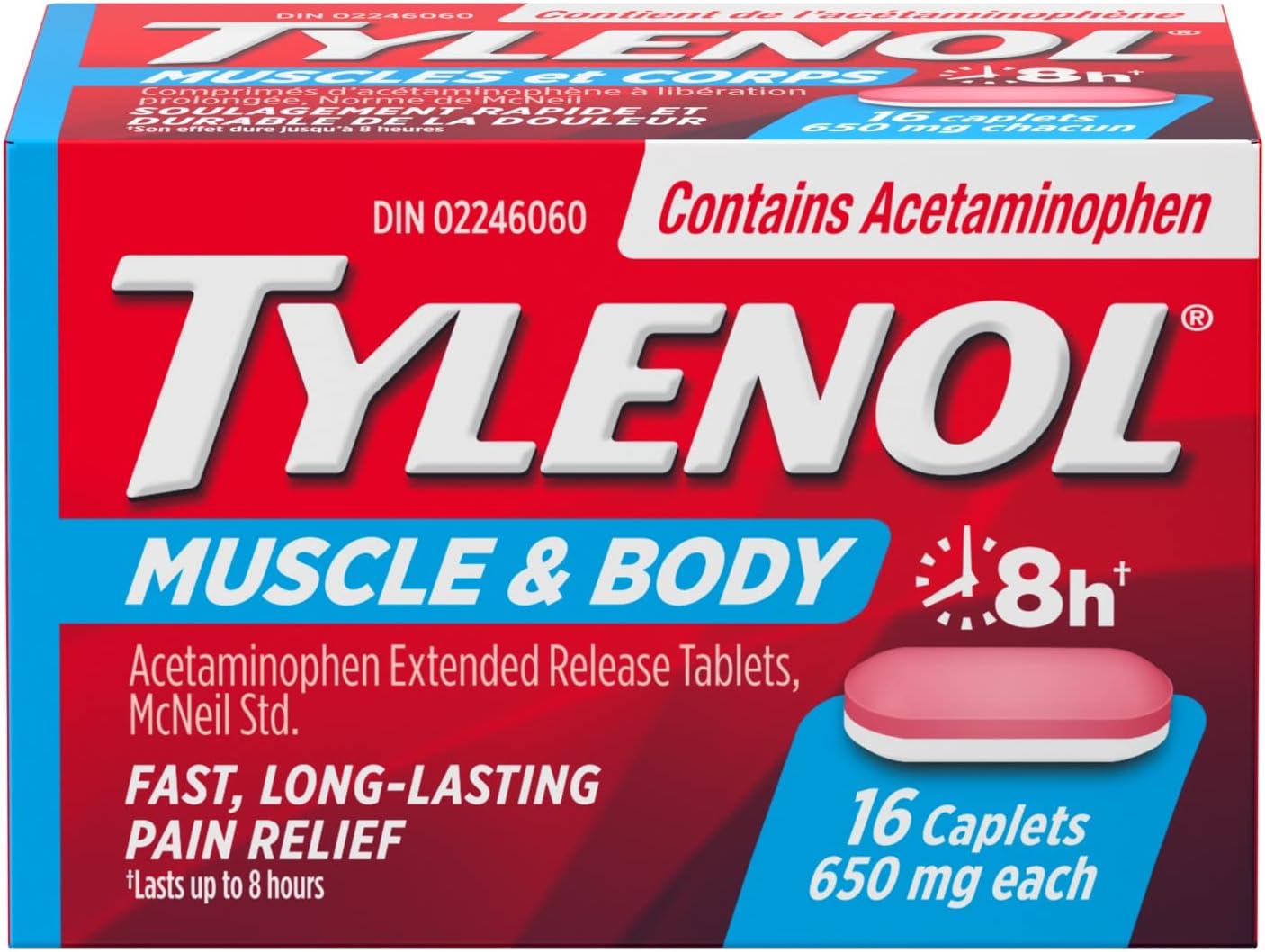 Muscle Aches and Body Pain, Acetaminophen 650 mg, Joint Pain, Muscle Ache Relief, Fast and Long Lasting| TYLENOL® |20ez tabs