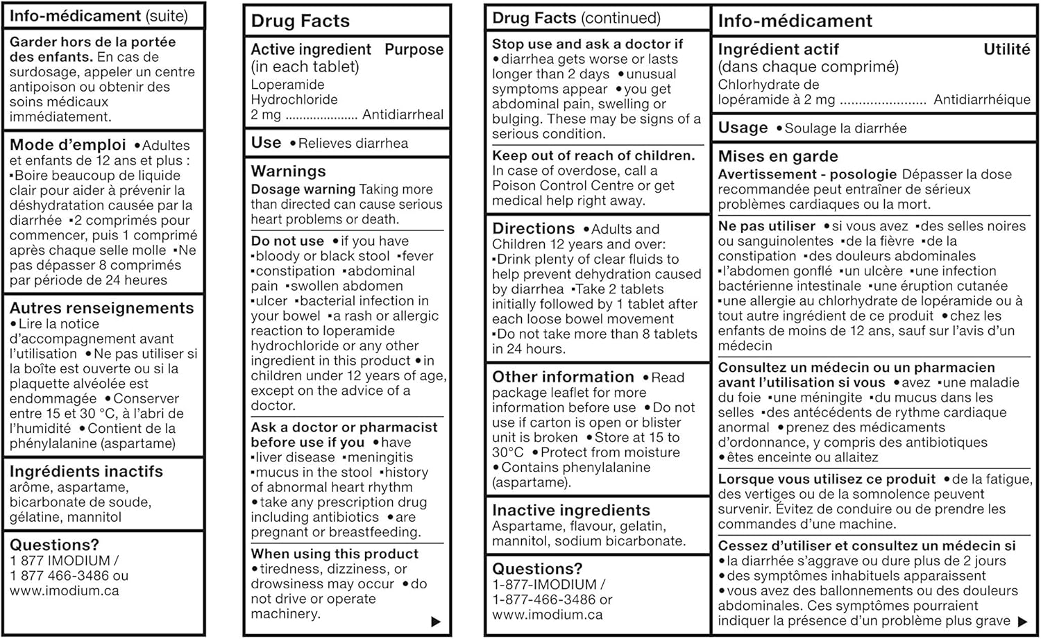 Diarrhea Relief, Quick-Dissolve Mint Flavour Tablets | Imodium | 10 Count