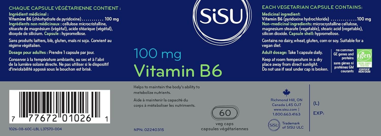 Vitamin B6 100mg | SISU | 60 VC