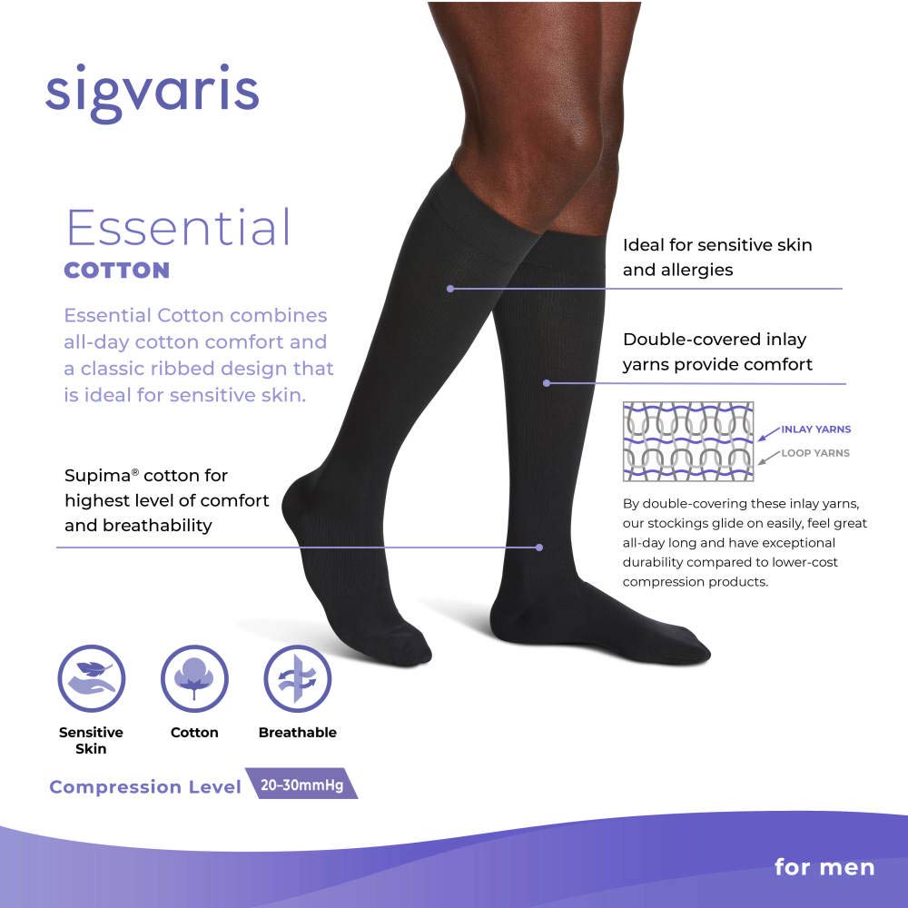 Essential Cotton Compression Socks- Men | Sigvaris | 1 Pair