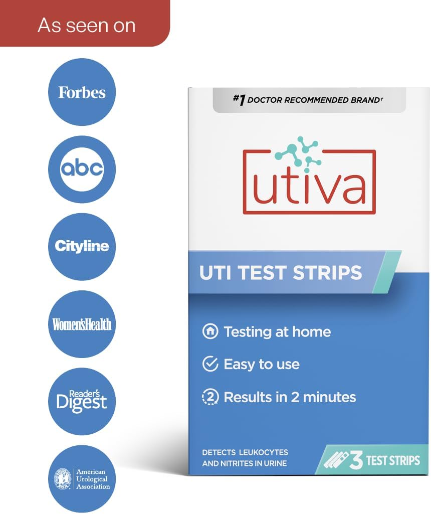 UTI Test Strips - Home Test Kit for Urinary Tract Infection | Utiva |3 Individual At Home UTI Tests