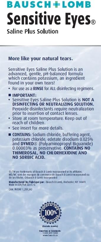 Sensitive Eyes Saline Plus Solution | Bausch + Lomb | 355 mL