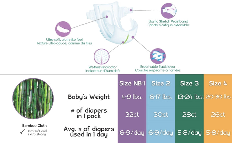 Bamboo Baby® Diapers | aleva® Naturals | Various Size