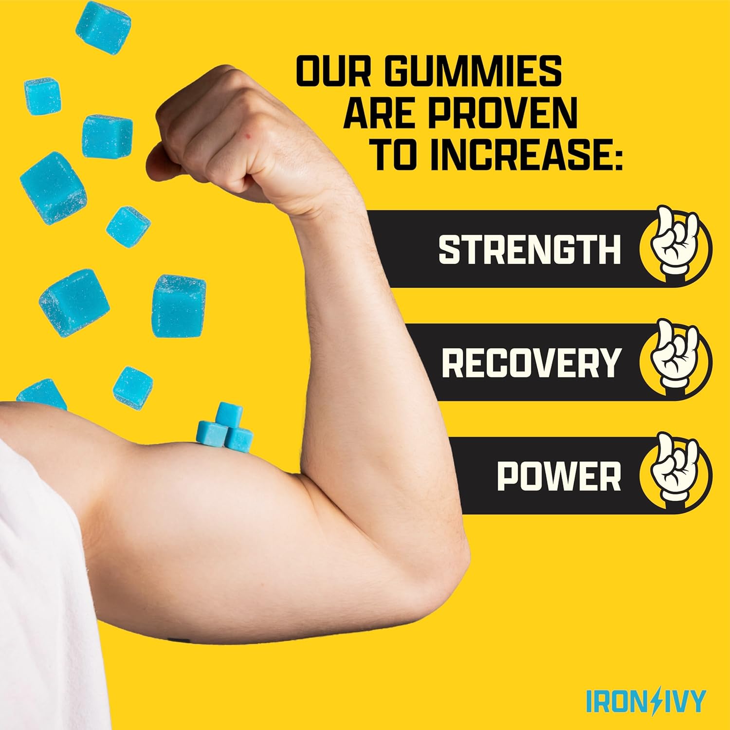 Creatine Monohydrate Gummies Electric Raspberry | Iron Ivy | 120 Count