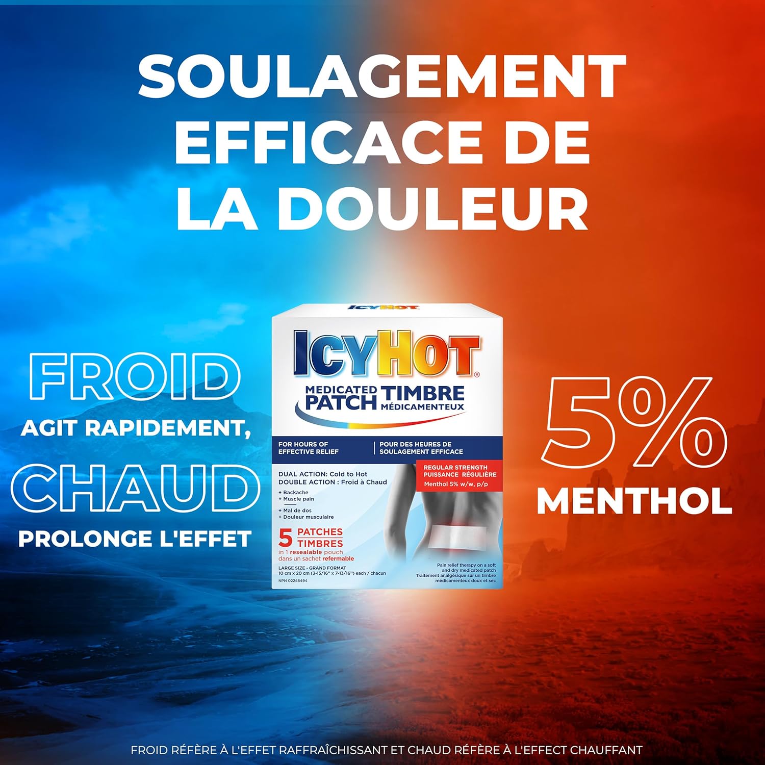 Medicated Pain Patch, Muscle and Joint Pain Relief | Icy Hot | 5 Count