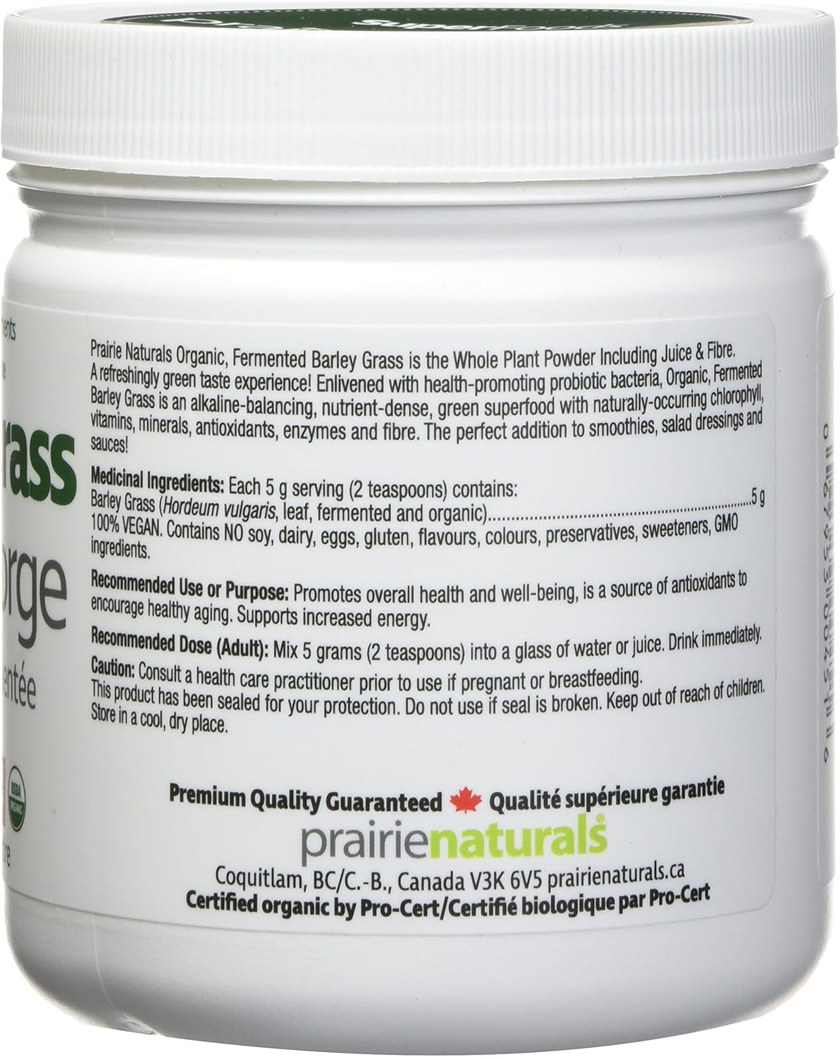Organic Fermented Barley Grass Juice Powder | Prairie Naturals® | 150 Gram
