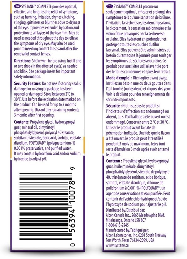 Lubricant Eye Drops For Dry Eyes|Systane Complete|2*10ml