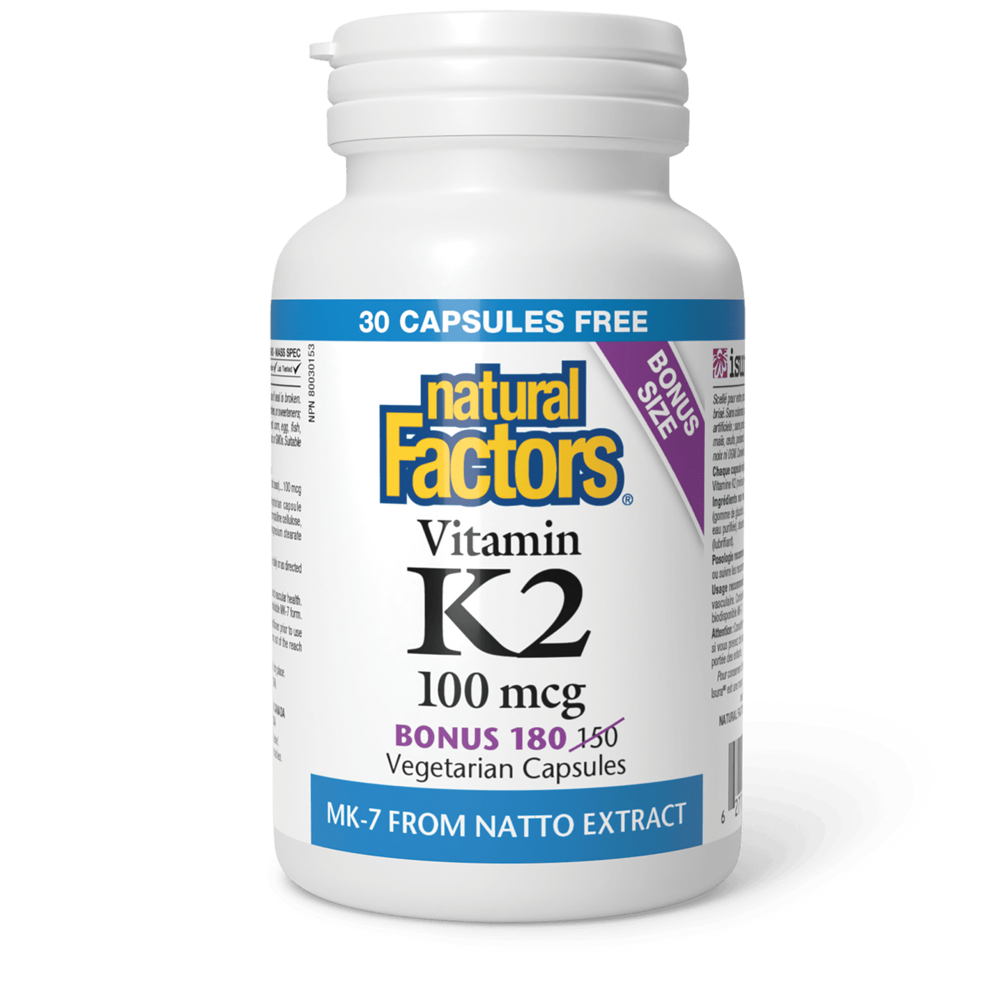 Vitamin K2 100 mcg | Natural Factors® | Vegetarian Capsules