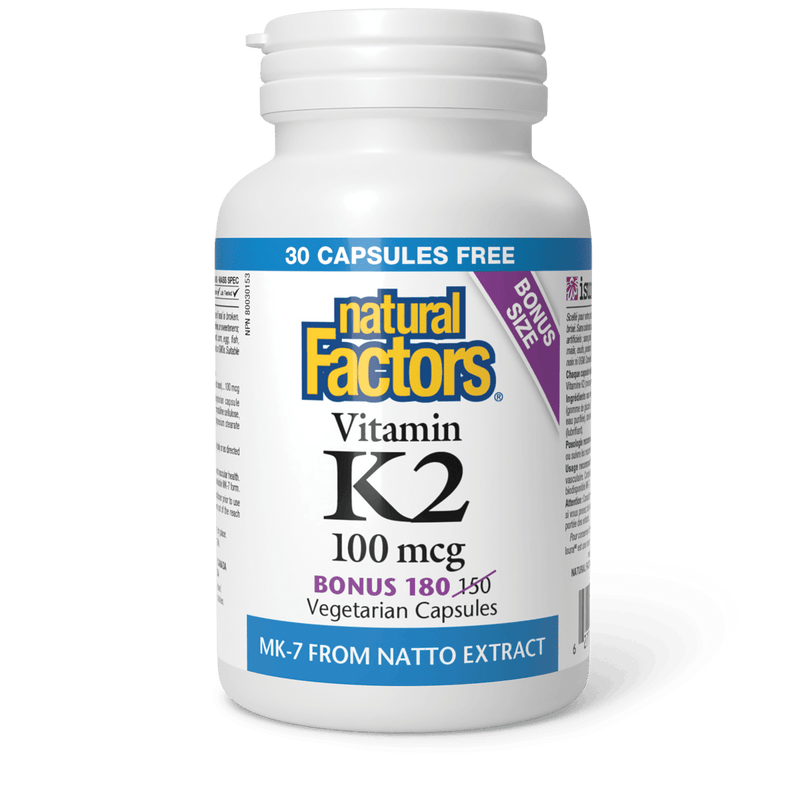 Vitamin K2 100 mcg | Natural Factors® | Vegetarian Capsules