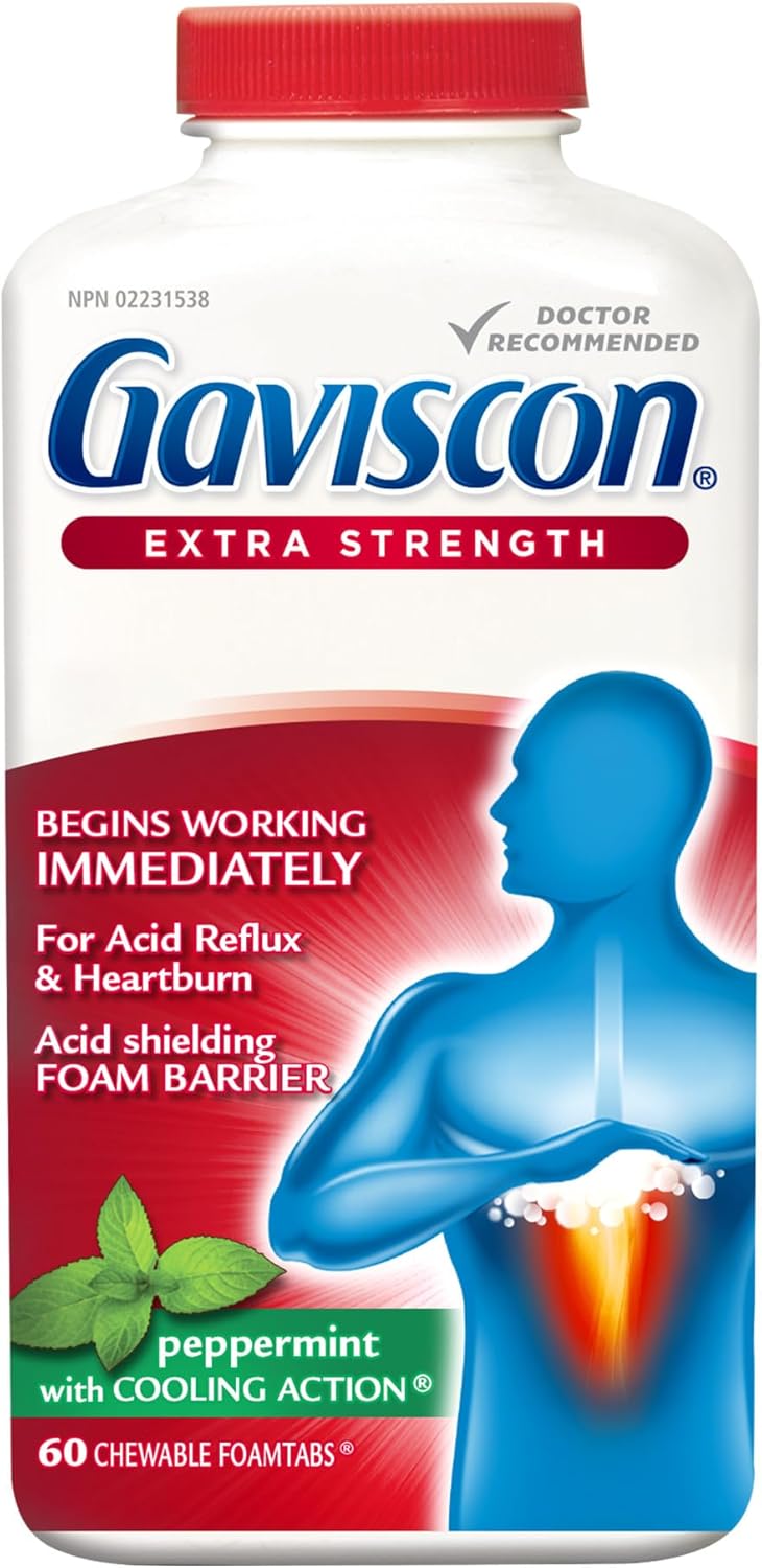 Chewable Foaming Antacid Tablets Extra Strength | Gaviscon | 60 & 25 counts