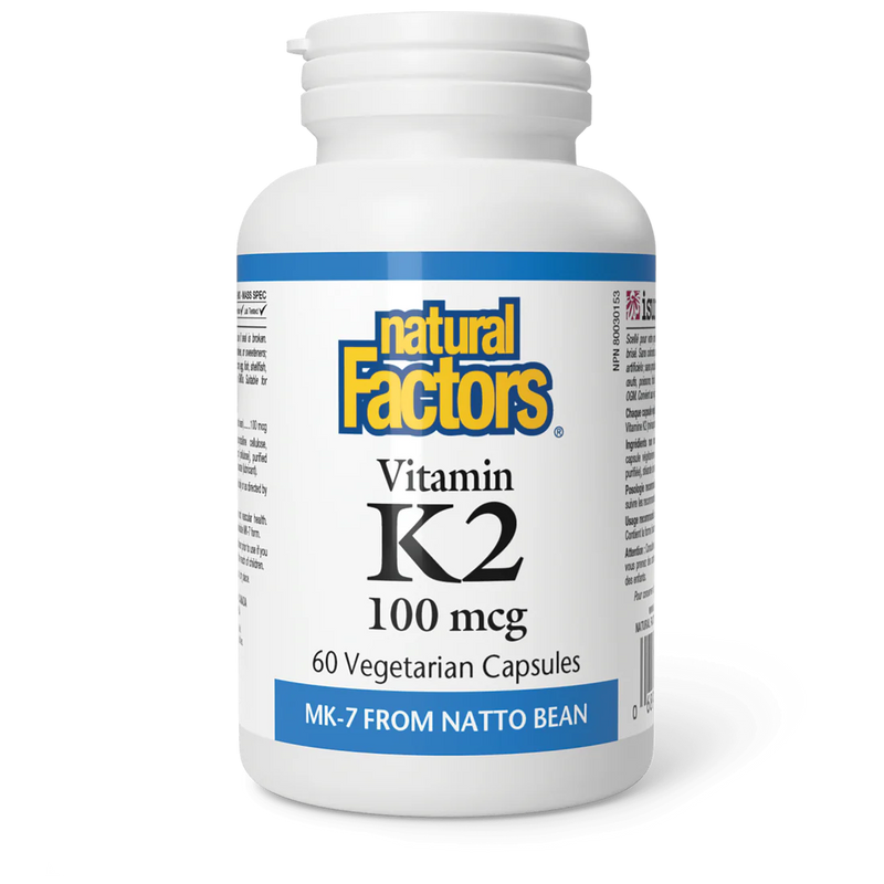 Vitamin K2 100 mcg | Natural Factors® | Vegetarian Capsules