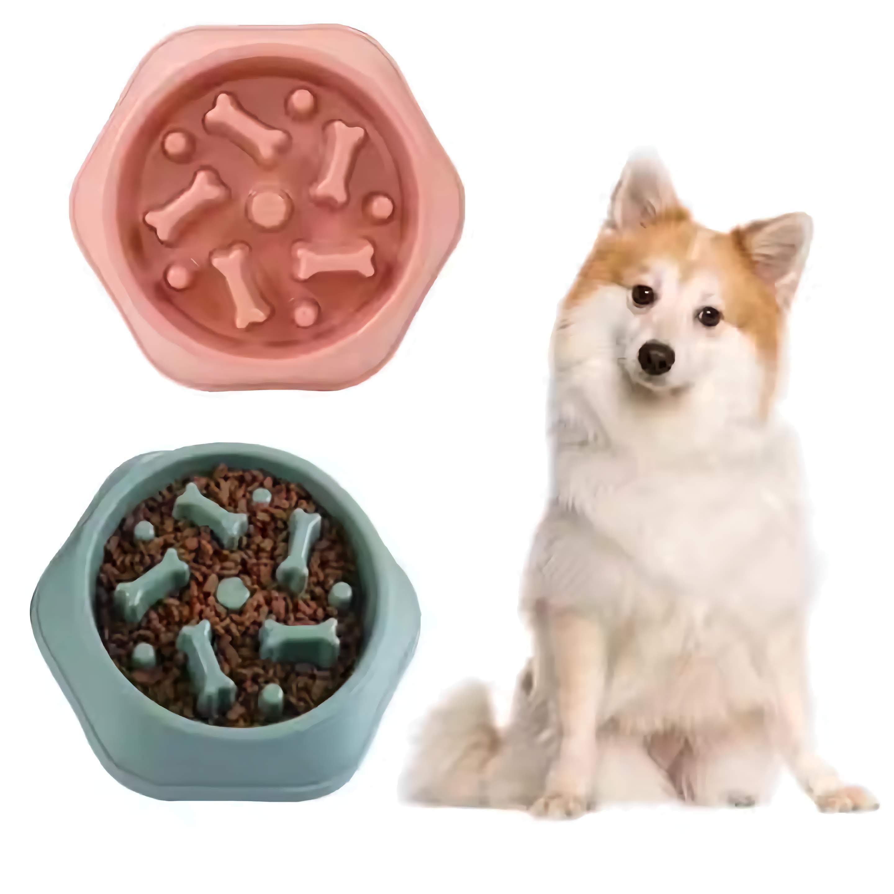 Slow Feeder Dog Bowl – Bone-Shaped for Healthy Eating