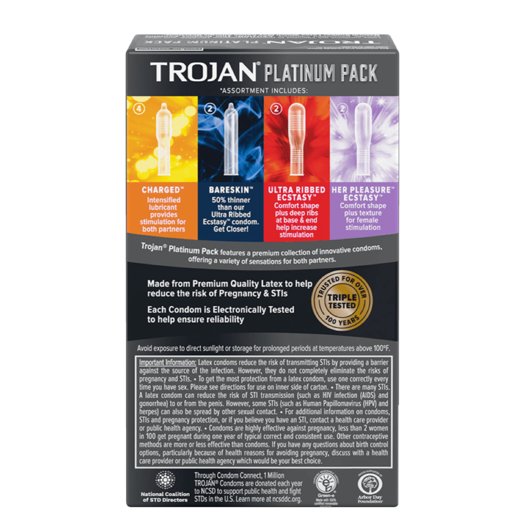 Latex Condoms Platinum Pack | Trojan™ | 10 Lubricated Condoms