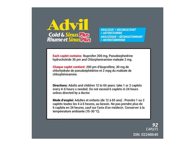 Cold & Sinus Plus| Advil® | 20 caplet