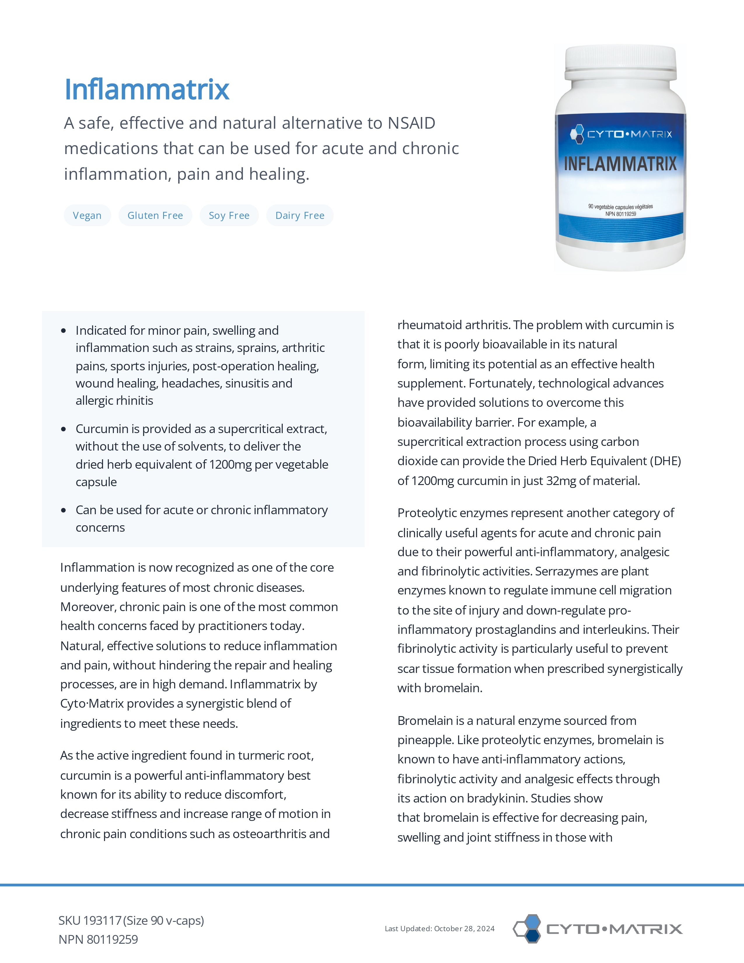 Inflammatrix by Cytomatrix® – Inflammation & Immune Modulation Support | 90 Vegetable Capsules