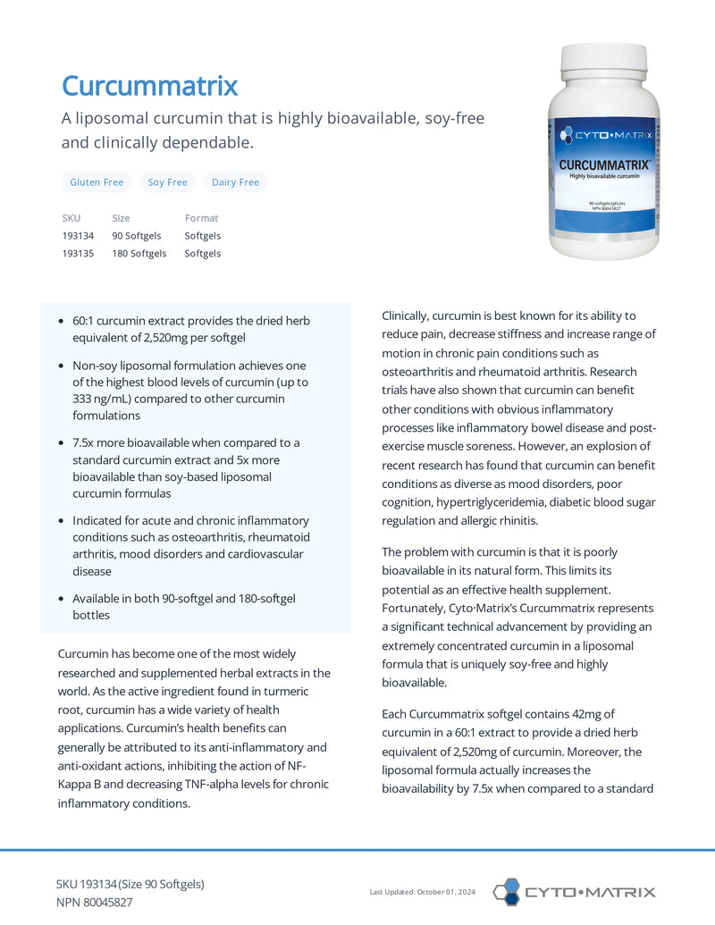 Curcummatrix | Cytomatrix® | 90 OR 180 Softgels