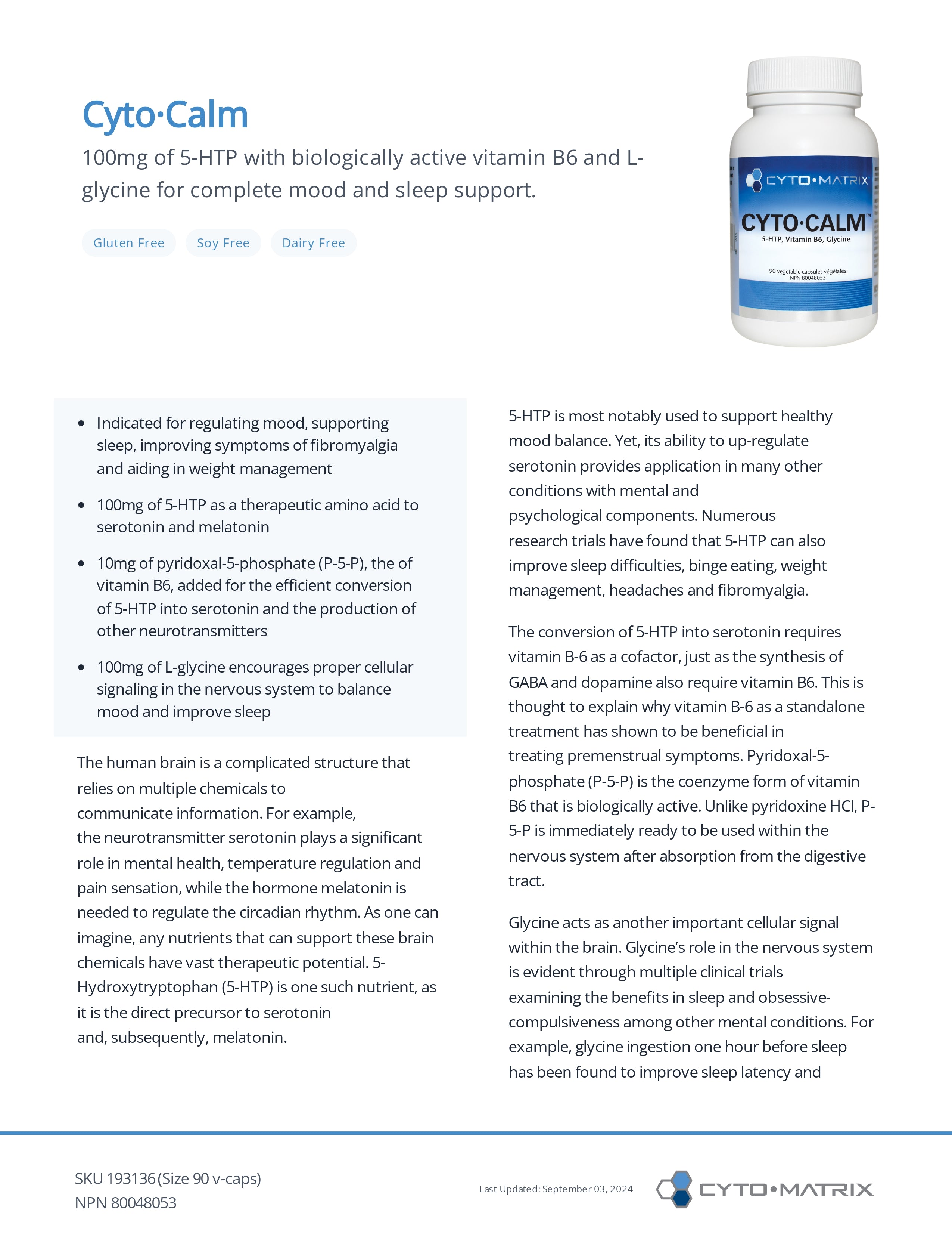 Cyto-Calm™ by Cytomatrix® – Stress, Mood & Nervous System Support | 90 Vegetable Capsules