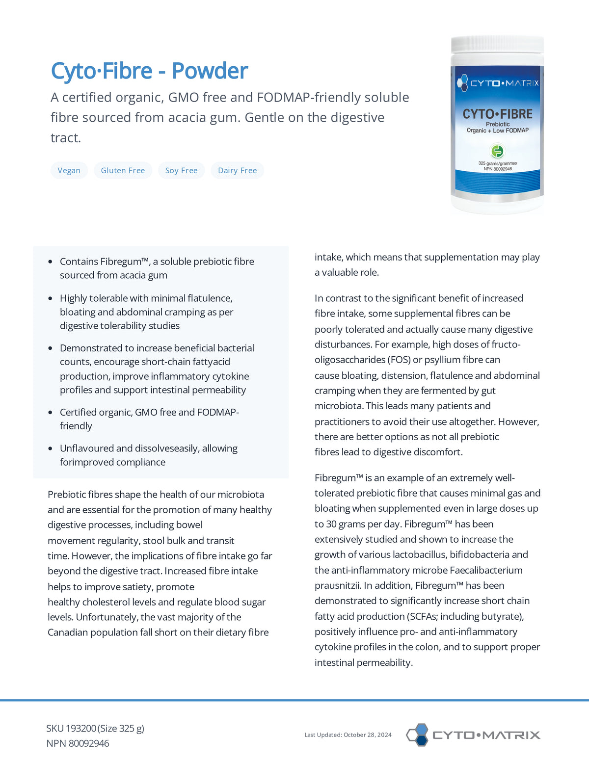 Cyto-Fibre Powder by Cytomatrix | Digestive & Blood Sugar Support ...