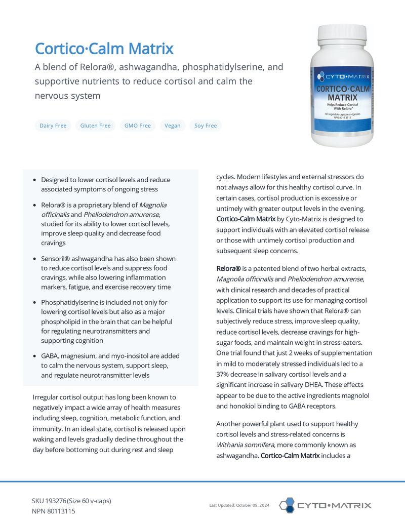 Cortico-Calm Matrix | Cytomatrix® | 60 Vegetable Capsule