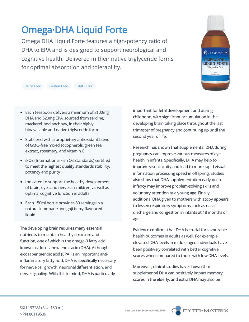 Omega-DHA Liquid Forte | Cytomatrix® | 150 mL