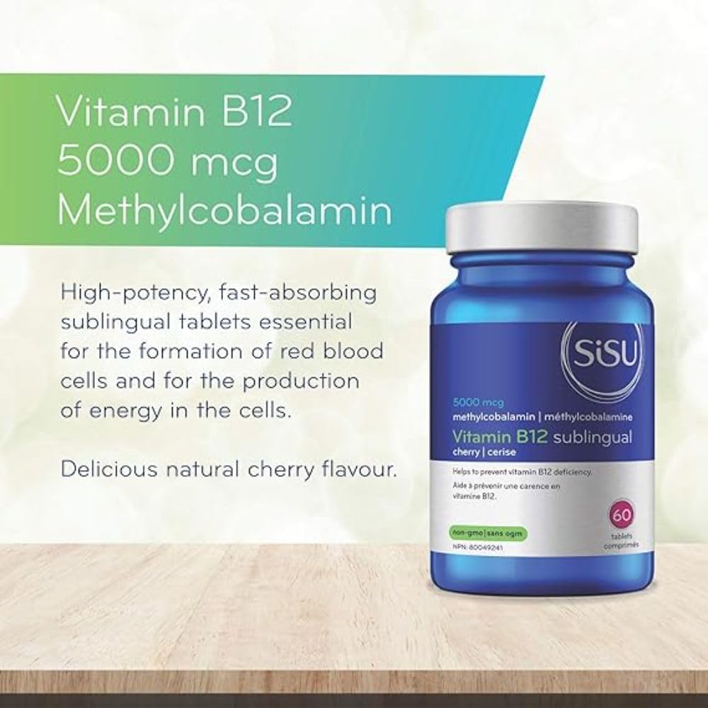 B12 5000 mcg methylcobalamin|Sisu|sublingual, Cherry 60 T