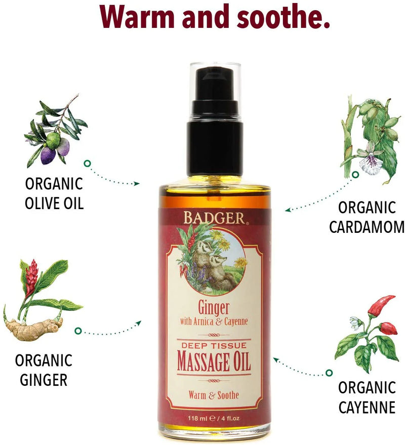 Ginger Massage Oil | Badger® | 118 mL (4 Oz.)